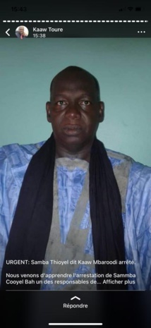 Arrestation de  Sammba  COOYEL BAH à Jowol