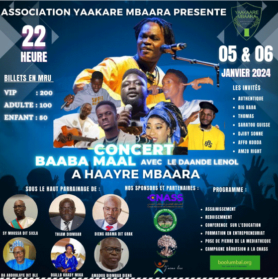 Elhadj Baba Maal et Daande Lenol en concert à Haayre Mbaara les 5 et 6 janvier 2024